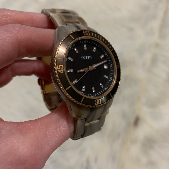 Fossil Stella Resin Rose Gold Crystal Ladies Watch - Picture 8 of 13